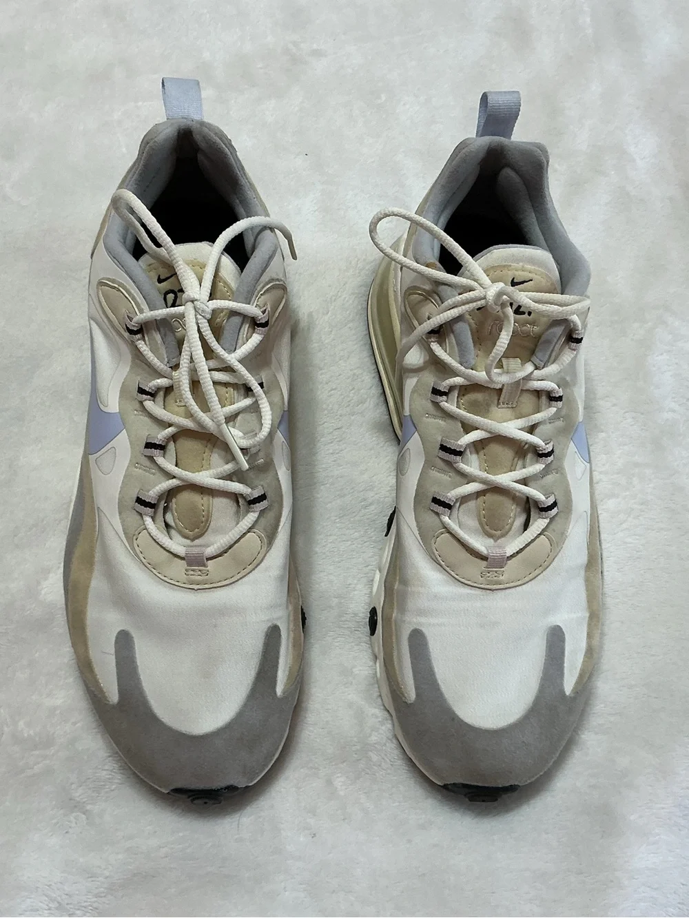 Nike Air Max 270 React White Fossil Women’s Sneakers (Style CT1287-100) Sz 10.5